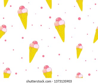 Ice cream seamless pattern. Summer cute background