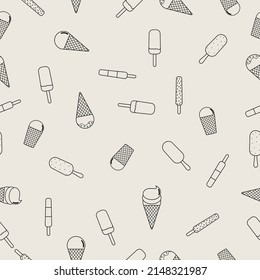 Ice cream seamless pattern. Summer time vector design. For print, add, card and textile.