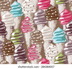 Ice cream seamless pattern. Summer background.