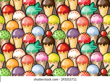 Ice cream seamless pattern. Summer background.