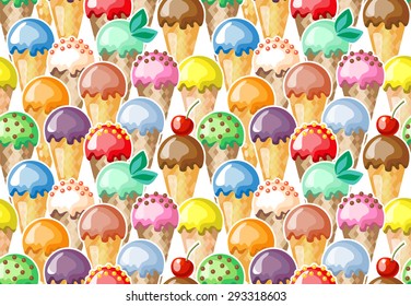 Ice cream seamless pattern. Summer background.