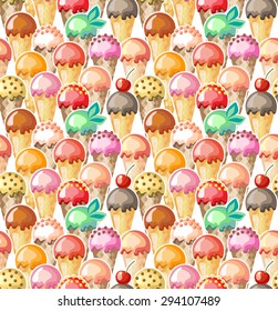 Ice cream seamless pattern. Summer background.