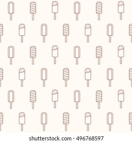 Ice cream seamless pattern. Sweet dessert background. Ice cream icons. Vector illustration.