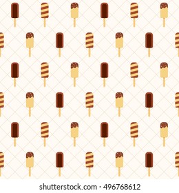 Ice cream seamless pattern. Sweet dessert background. Flat style. Vector illustration.