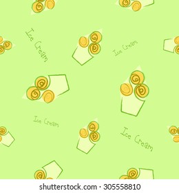 Ice cream seamless pattern with text