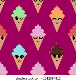 Ice cream seamless pattern vector illustration