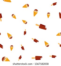 Ice Cream Seamless Pattern Vector. Cold Vanilla Cone. Tasty Cold Food. Cute Graphic Texture. Textile Backdrop. Colorful Background Illustration