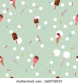 Ice Cream Seamless Pattern. Vector Illustration
