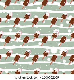 Ice Cream Seamless Pattern. Vector Illustration
