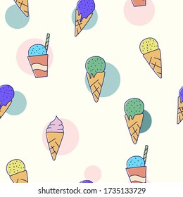 Ice cream seamless pattern vector illustration