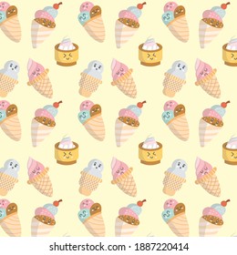 ice cream seamless pattern vector design