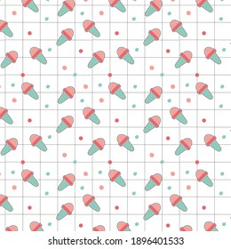 Ice cream seamless pattern vector pastel colors. Seamless pattern with ice cream. Summer dessert sweet  and dots background perfect for textiles and scrapbooking.
