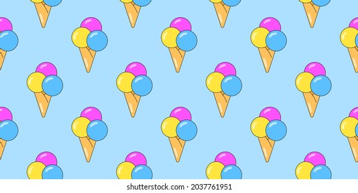 Ice cream seamless pattern. Vector ice cream background for design. Summer dessert concept.