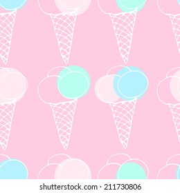 Ice cream seamless pattern, vector illustration, eps 10