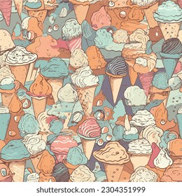 Ice Cream Seamless Pattern Vector Design