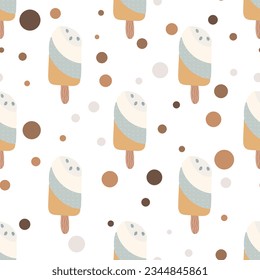 Ice cream seamless pattern. Vector background for design, textile, fabric, baby clothes