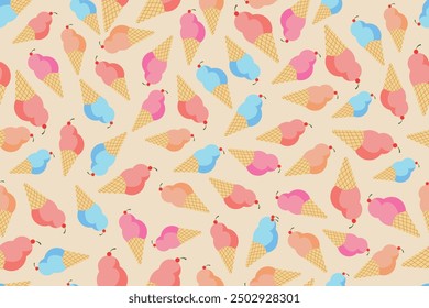 ice cream seamless pattern in vector for background, cover, fabric, wrapping, etc