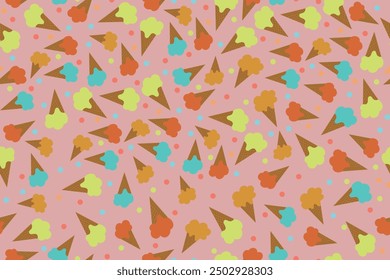 ice cream seamless pattern in vector for background, cover, fabric, wrapping, etc
