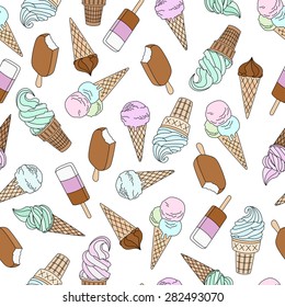  	
Ice cream seamless pattern. Vector illustration.