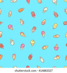 Ice cream seamless pattern. Vector background. EPS 8.