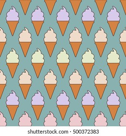 Ice cream seamless pattern. Vector illustration