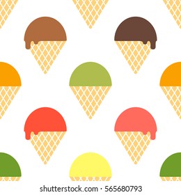 Ice cream seamless pattern. Vector illustration.