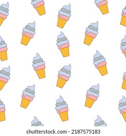 Ice cream seamless pattern  in white background.