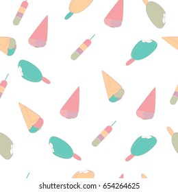 Ice cream seamless pattern.Element for your design: cafe, recipe, cooking book. Seamless pattern
