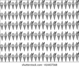 Ice cream seamless pattern,hand drawing