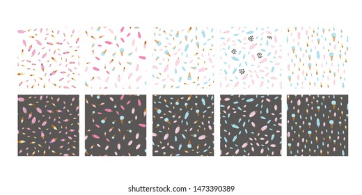 Ice cream seamless patterns for your design. 10 backgrounds
