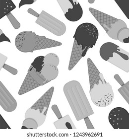 Ice cream seamless vector patter. Hand drawn illustration