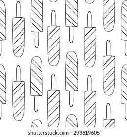 Ice cream seamless vector pattern sketch style
