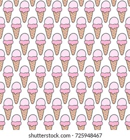Ice cream seamless vector pattern with hand drawn illustration elements