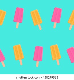 Ice cream seamless vector pattern.Colorful summer background.