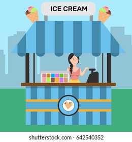 Ice cream seller with cart