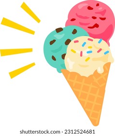 Ice cream served on a waffle cone
