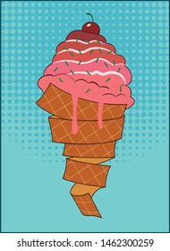 Ice cream served in a soft cone.