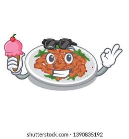 With ice cream sesame chicken isolated with the cartoon