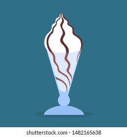 Ice cream set. Collection of delicious dessert. Tasty ice cream with topping. Cold snack. Isolated flat vector illustration