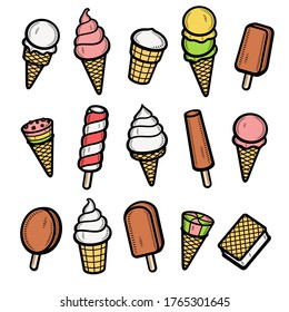 Ice cream set. Collection icon ice cream. Vector