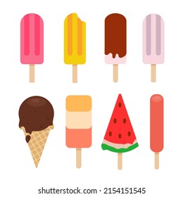 conjunto de helados. helado y bar. helados pastel y coloridos aislados en rosa. ilustración vectorial. conjunto de helados de dibujos animados