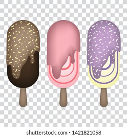 Ice cream set with different flavours, vector illustration.