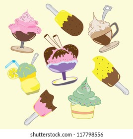 ice cream set doodle