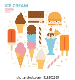 Ice cream set, Flat Design, Illustration