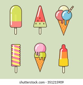 Ice cream set in flat style
