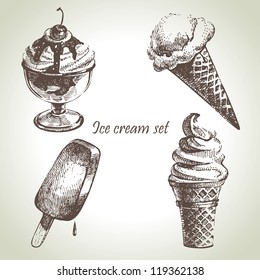 Ice Cream Set. Hand Drawn Illustrations