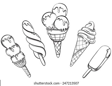 Black White Ice Cream Cartoon Images Stock Photos Vectors Shutterstock