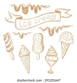 Ice Cream Set. Hand drawn vector illustrations