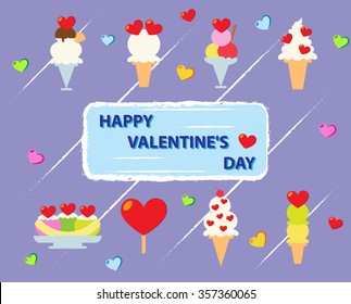 Ice cream set for Happy Valentines Day