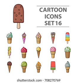Ice cream set icons in cartoon style. Big collection of ice cream vector symbol stock illustration